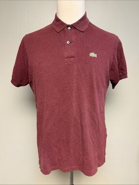 Lacoste Burgundy Cotton Polo Shirt Size 5 Crocodile Logo Classic